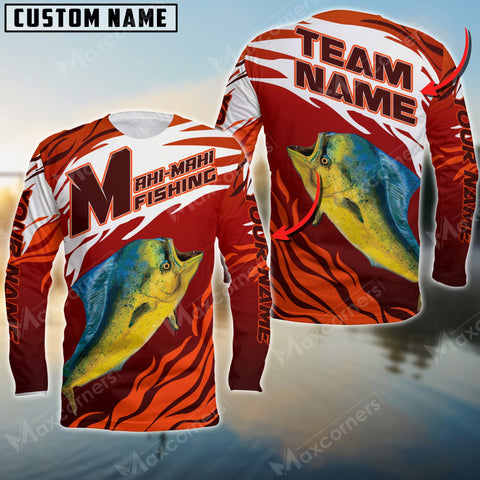 Maxcorners Mahi-Mahi Fishing Pro Sport Jersey Personalized Name, Team Name Long Sleeve Shirt