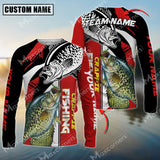 Maxcorners Crappie Fishing Black And Red Pattern Pro Sport Jersey Sun Protection Personalized Name And Team Name Long Sleeve Shirt