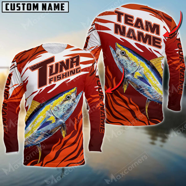 Maxcorners Tuna Fishing Pro Sport Jersey Personalized Name, Team Name Long Sleeve Shirt