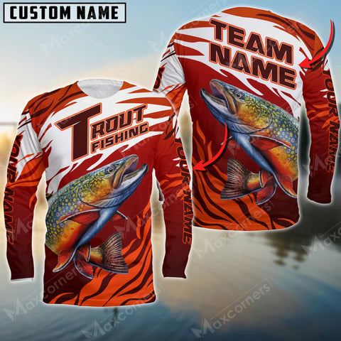 Maxcorners Trout Fishing Pro Sport Jersey Personalized Name, Team Name Long Sleeve Shirt