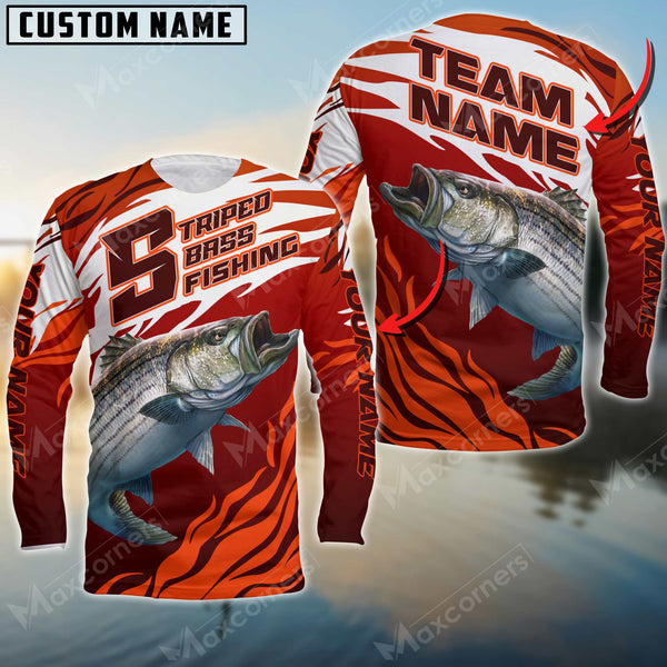 Maxcorners Striped Bass Fishing Pro Sport Jersey Personalized Name, Team Name Long Sleeve Shirt