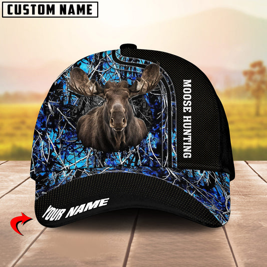 Maxcorners Camo Moose Hunting Pursuit Multicolor Personalized Name 3D Cap