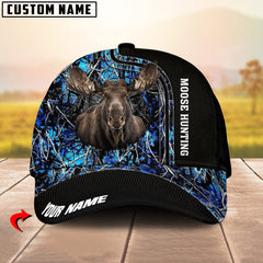Maxcorners Camo Moose Hunting Pursuit Multicolor Personalized Name 3D Cap