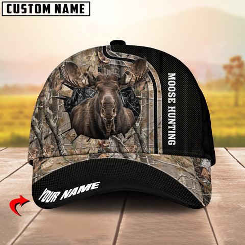 Maxcorners Camo Moose Hunting Pursuit Multicolor Personalized Name 3D Cap