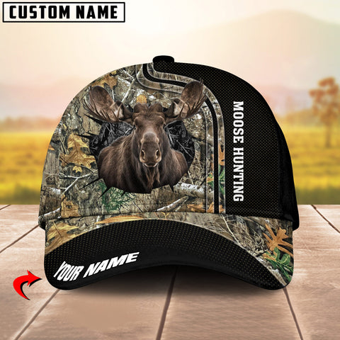 Maxcorners Camo Moose Hunting Pursuit Multicolor Personalized Name 3D Cap