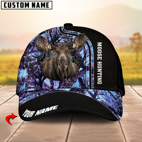 Maxcorners Camo Moose Hunting Pursuit Multicolor Personalized Name 3D Cap