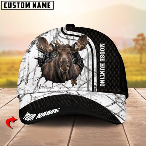 Maxcorners Camo Moose Hunting Pursuit Multicolor Personalized Name 3D Cap