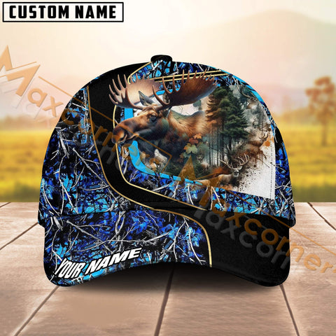 Maxcorners Hunting Moose Camo Pattern Multicolor Option Personalized 3D Cap