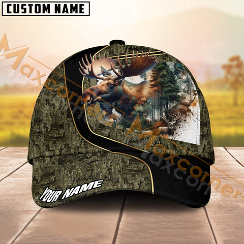 Maxcorners Hunting Moose Camo Pattern Multicolor Option Personalized 3D Cap