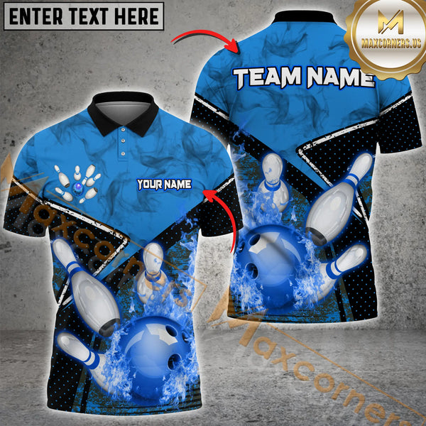 Maxcorners Ball And Pins Flame Smoke Bowling Jersey Multicolor Options Personalized Name, Team Name 3D Shirt