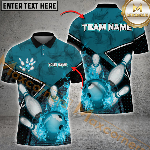 Maxcorners Ball And Pins Flame Smoke Bowling Jersey Multicolor Options Personalized Name, Team Name 3D Shirt