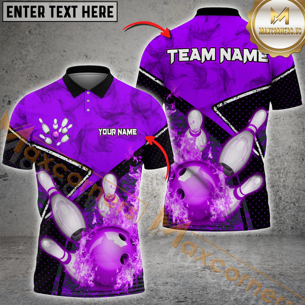 Maxcorners Ball And Pins Flame Smoke Bowling Jersey Multicolor Options Personalized Name, Team Name 3D Shirt