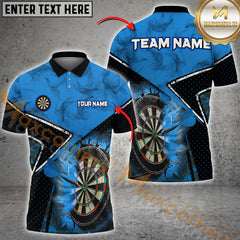 Maxcorners Darts Dartboard Broken Smoke Pattern MutilColor Option Customized Name, Team Name 3D Polo Shirt