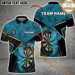 Maxcorners Darts Dartboard Broken Smoke Pattern MutilColor Option Customized Name, Team Name 3D Polo Shirt