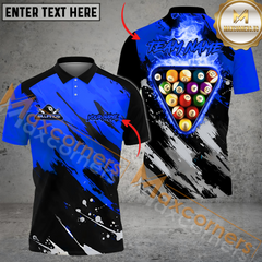 Maxcorners Billiards Ball 8 Burning Rack Pattern Personalized Name, Team Name 3D Polo Shirt (4 Colors )