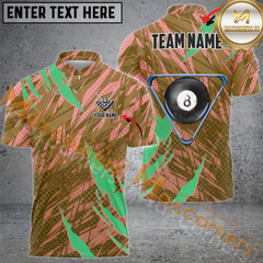 Maxcorners Billiards Ball 8 Grunge Rack Personalized Name, Team Name 3D Polo Shirt ( 4 Colors )