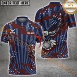 Maxcorners American Flag Eagle Golf Ball Mens Golf Polo Shirts Custom Patriotic Mens Golf Tops, Golfing Gifts