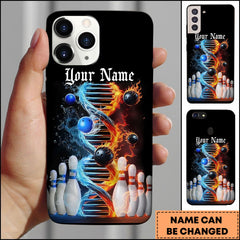 Maxcorners Bowling Fire & Ice DNA Fusion Pins Personalized Name 3D Phone Case