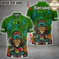Maxcorners Darts 420 Smoking Lion Zen Cartoon Personalized Name 3D Unisex Shirt