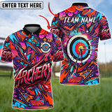 Maxcorners Archery Graffiti Multicolor Option Customized Name, Team Name 3D Polo Shirt