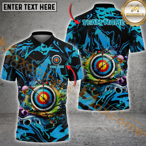 Maxcorners Archery Funny Graffiti Multicolor Option Customized Name, Team Name 3D Polo Shirt