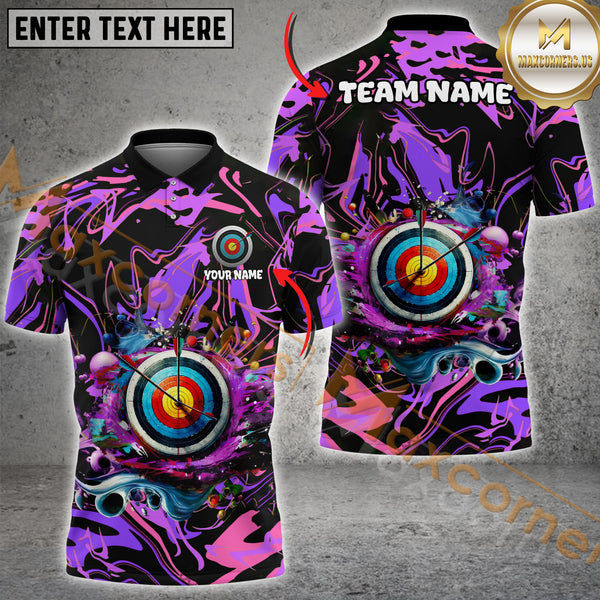 Maxcorners Archery Funny Graffiti Multicolor Option Customized Name, Team Name 3D Polo Shirt