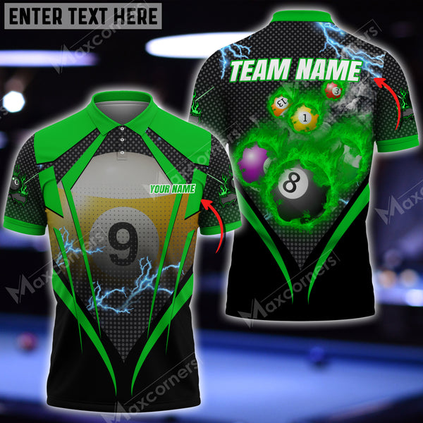 Maxcorners Fire Billiard Personalized Name, Team Name Unisex Shirt ( 4 Colors )