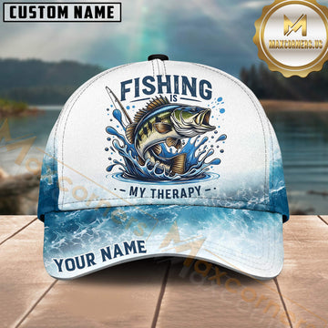 Maxcorners Fishing Bass Therapy Ocean Wave Personalized 3D Cap