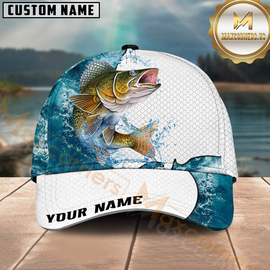 Maxcorners Fishing Walleye Ocean Splash Personalized 3D Cap
