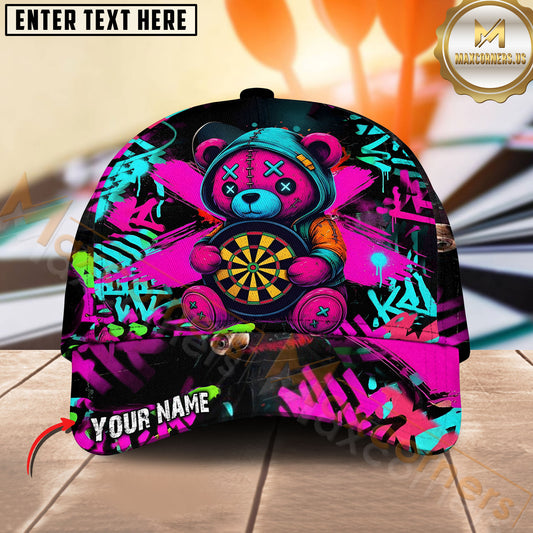 Maxcorners Darts Neon Graffiti Teddy Bear Personalized Name Classic 3D Cap