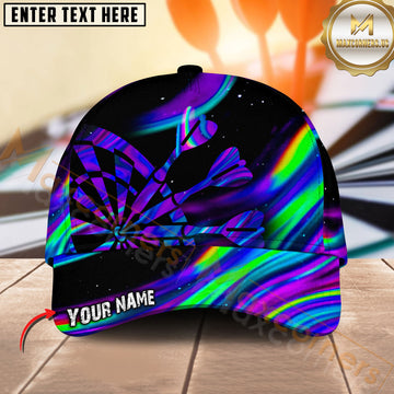 Maxcorners Darts Rainbow Aurora Target Personalized Name Classic 3D Cap