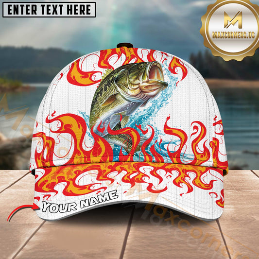 Maxcorners Burning Fishing Personalized Name 3D Cap