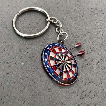 Maxcorners Darts American Flag Dartboard 3D Keychain