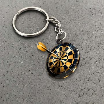 Maxcorners Darts Black Gold Bullseye Dartboard 3D Keychain