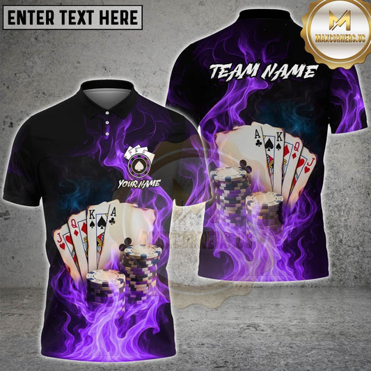 Maxcorners Flaming Poker Multicolor Customized Name, Team Name 3D Shirts