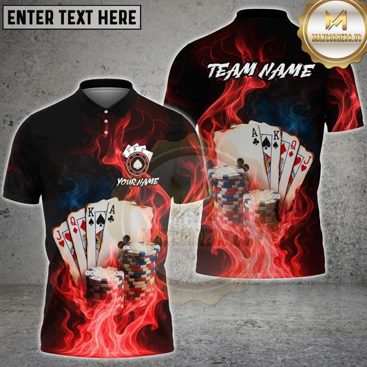 Maxcorners Blazing Royal Flush Multicolor Customized Name, Team Name 3D Shirt