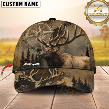 Maxcorners Hunting Compass Forest Personalized 3D Cap