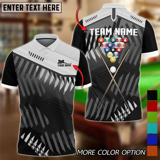 Maxcorners Billiards Ball Sport Jersey Personalized Name, Team Name 3D Polo (4 Colors)