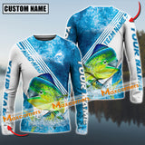 Maxcorners Ocean Predator Mahi-Mahi Fishing Jersey Sun Protection Personalized Name,Team Name 3D Long Sleeve Shirt