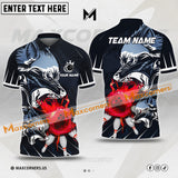 Maxcorners Bowling Ball And Pins Wolf Fire Flame Multicolor Option Customized Name, Team Name 3D Polo Shirt (4 Colors)