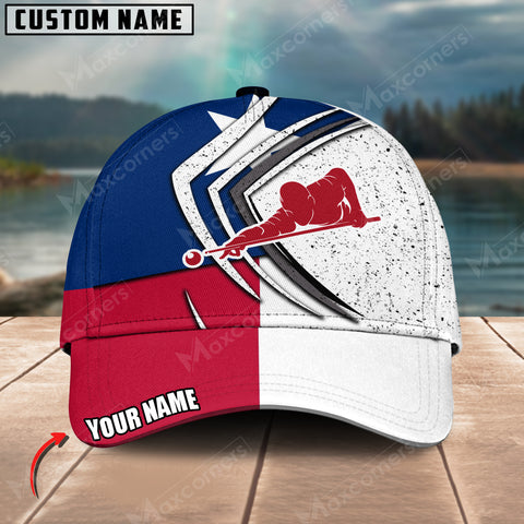 Maxcorners Billiard Texas Flag Pool Shooter Personalized Name 3D Cap