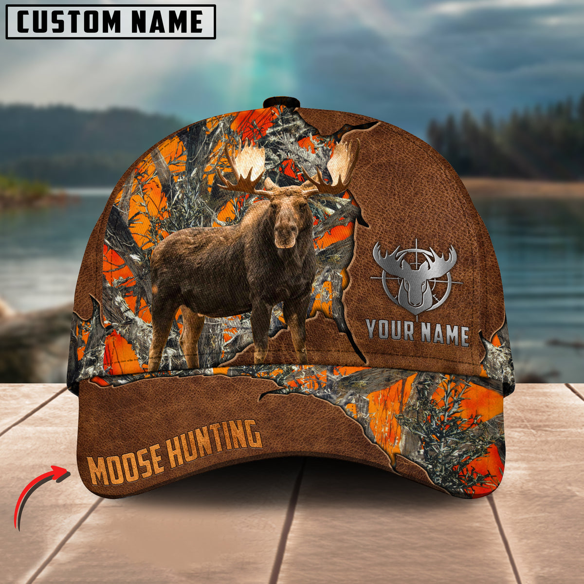 Maxcorners Moose Hunting Mutilcolor Personalized Name 3D Cap