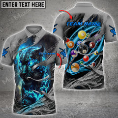 Maxcorners Panther Thunder Lightning Billiard Jersey Multicolor Options Personalized Name, Team Name 3D Polo Shirt