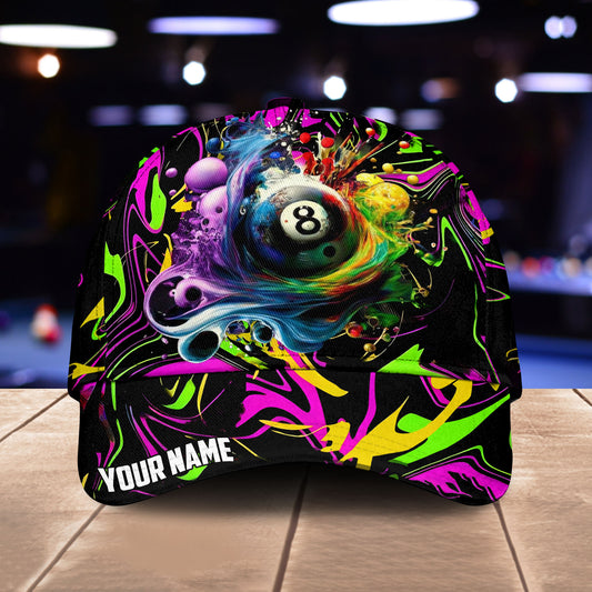 Maxcorners Billiard Ball 8 Graffiti Paint Splash Personalized Name 3D Cap