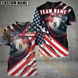 Maxcorners 8 Ball American Flag Patriot Billiard Jersey Customized Name, Team Name 3D Polo Shirt