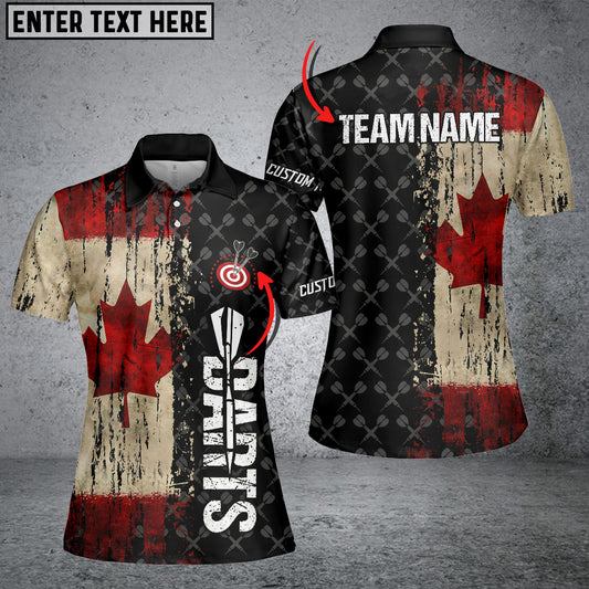 Maxcorners Grunge Vintage Canada Flag Custom Retro Dart Shirts For Men, Pride Team Patriotic Dart Jerseys
