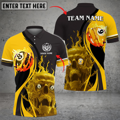 Maxcorners Billiards 8 And 9 Ball Skull Fire Mutilcolor Option Personalized Name, Team Name 3D Shirt