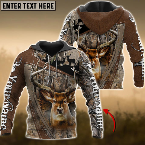 Maxcorners Brown Wilderness Deer Hunting Personalized Name 3D Hoodie