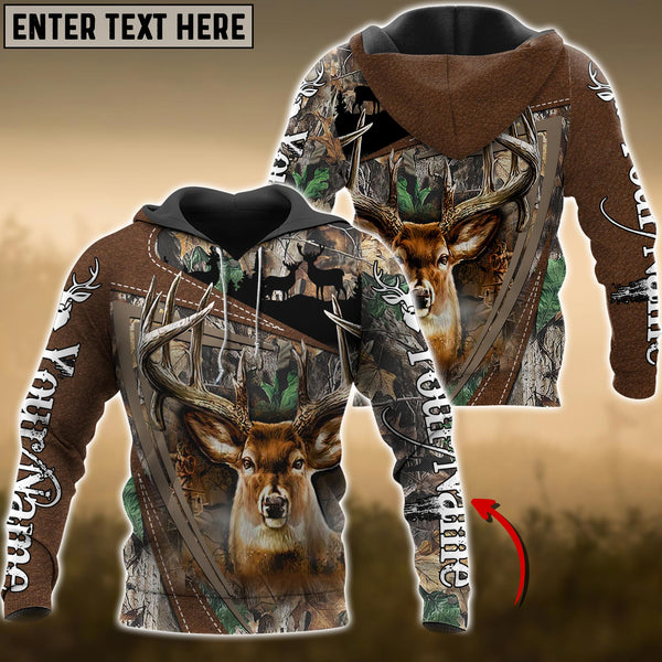 Maxcorners Grass Brown Wilderness Deer Hunting Personalized Name 3D Hoodie