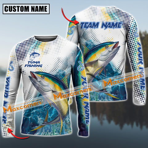 Maxcorners Tuna Fishing Jersey Sun Protection Personalized Name,Team Name 3D Long Sleeve Shirt